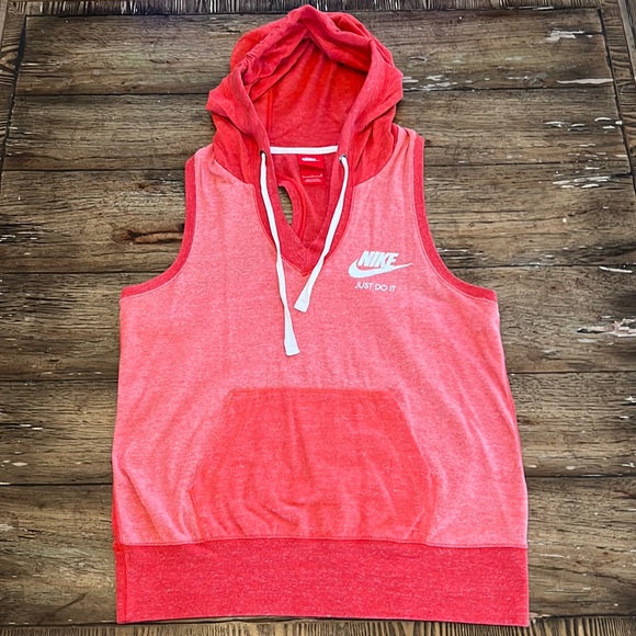 Nike Coral Orange Hooded Tank Top - Picture 2 of 10